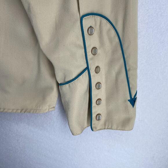 SCULLY Shirt Mens XL Floral Pearl Snap Button Up Western Cowboy Twill Beige - Picture 9 of 16